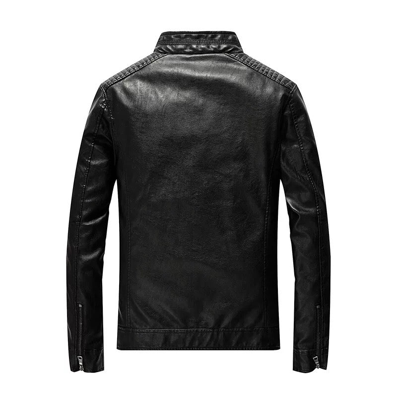 2H Black Leather Casual Jacket