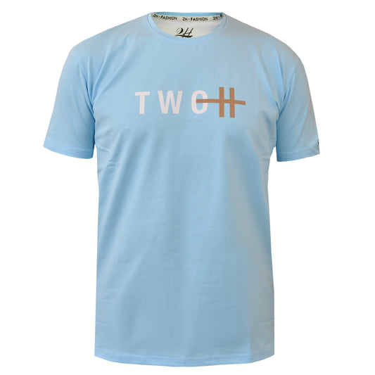 SALE! 2H #88135 Light Blue Printed T-shirt
