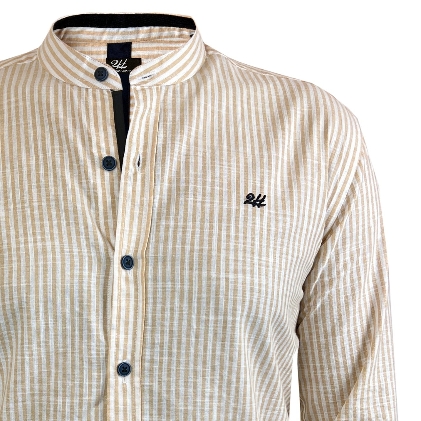 2H #1003 Beige Striped Linen Shirt