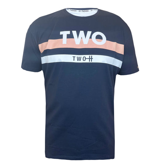 SALE! 2H #88137 Navy Printed T-shirt