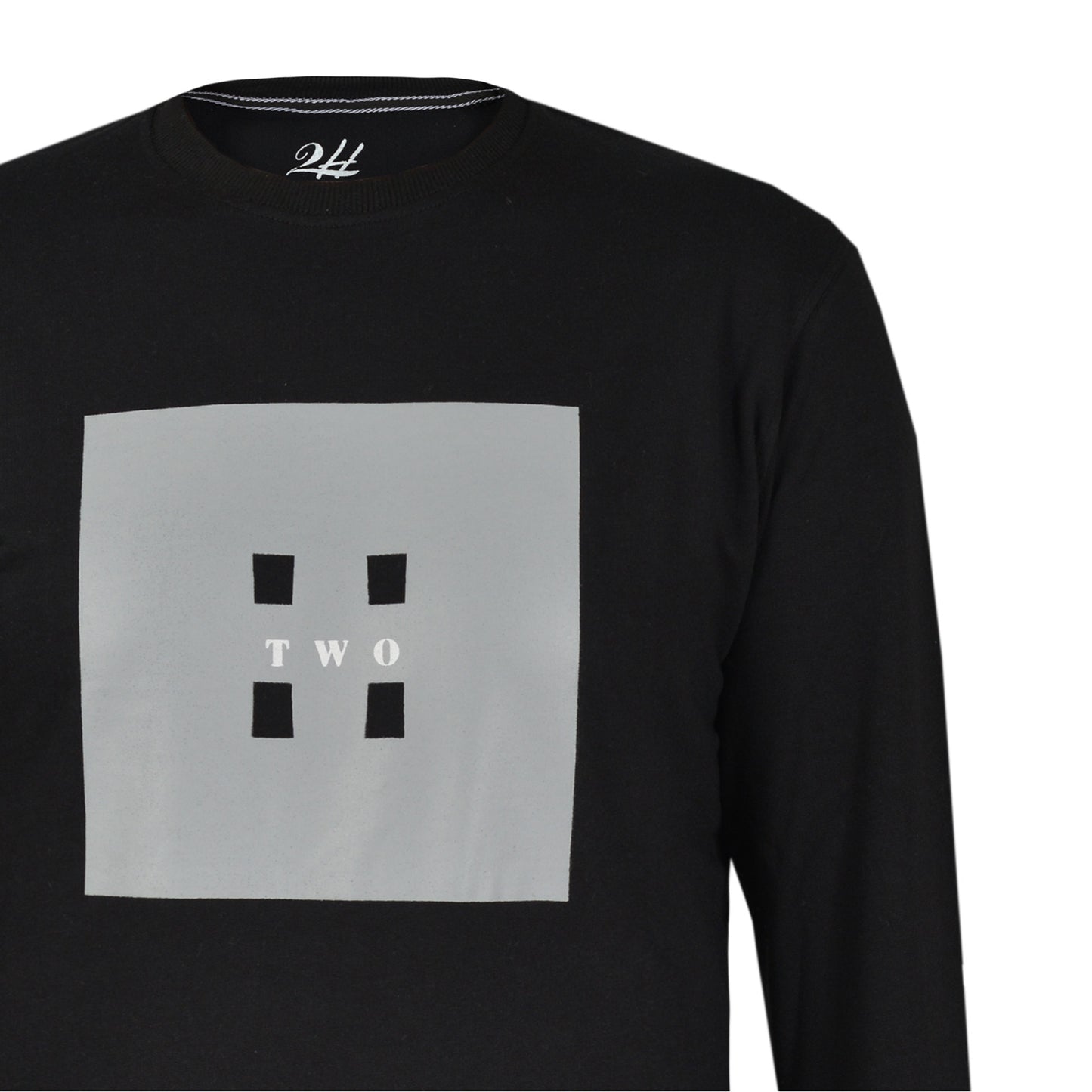 2H #5503 Black Printed Round Neck Sweater