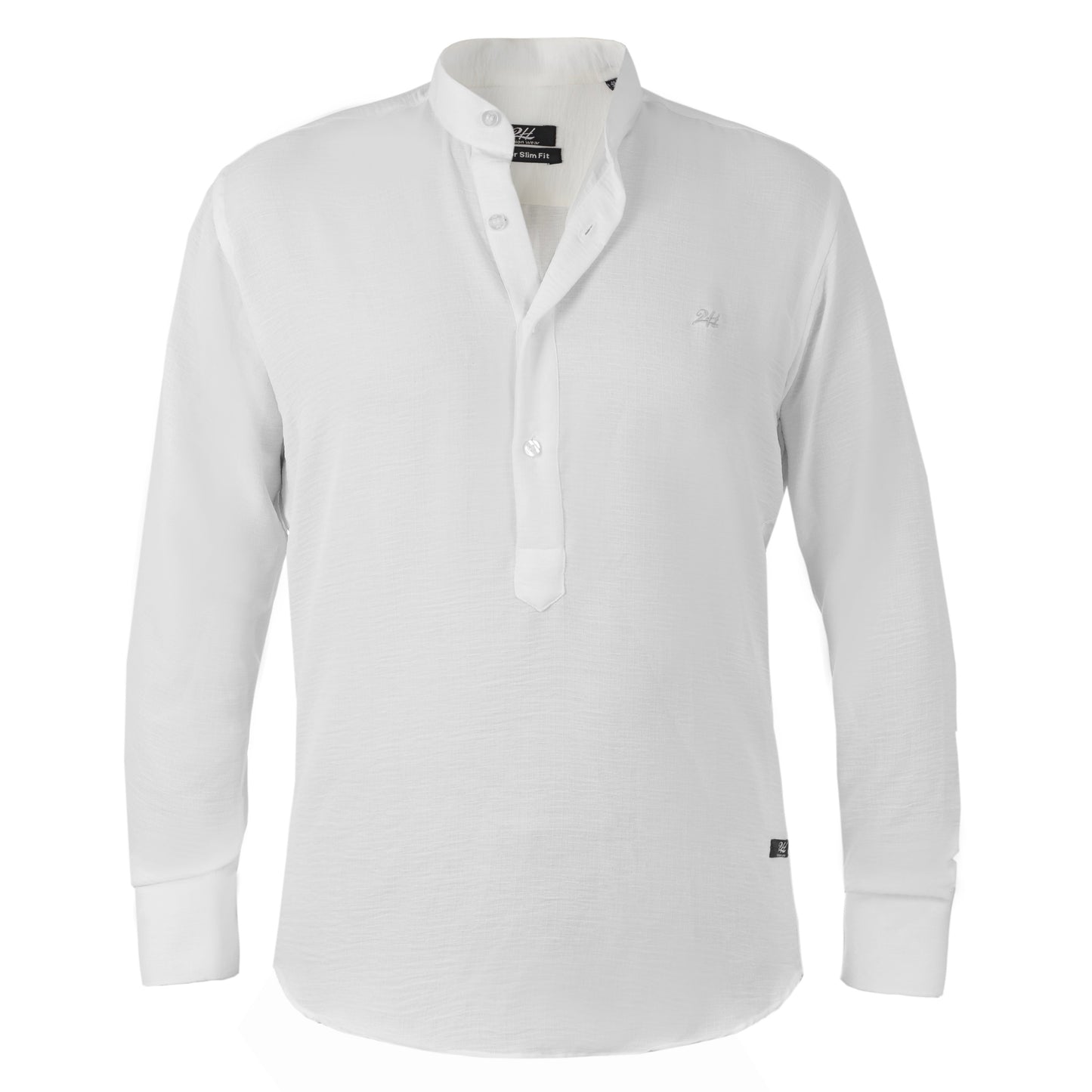 2H White Linen Three-Button Shirt
