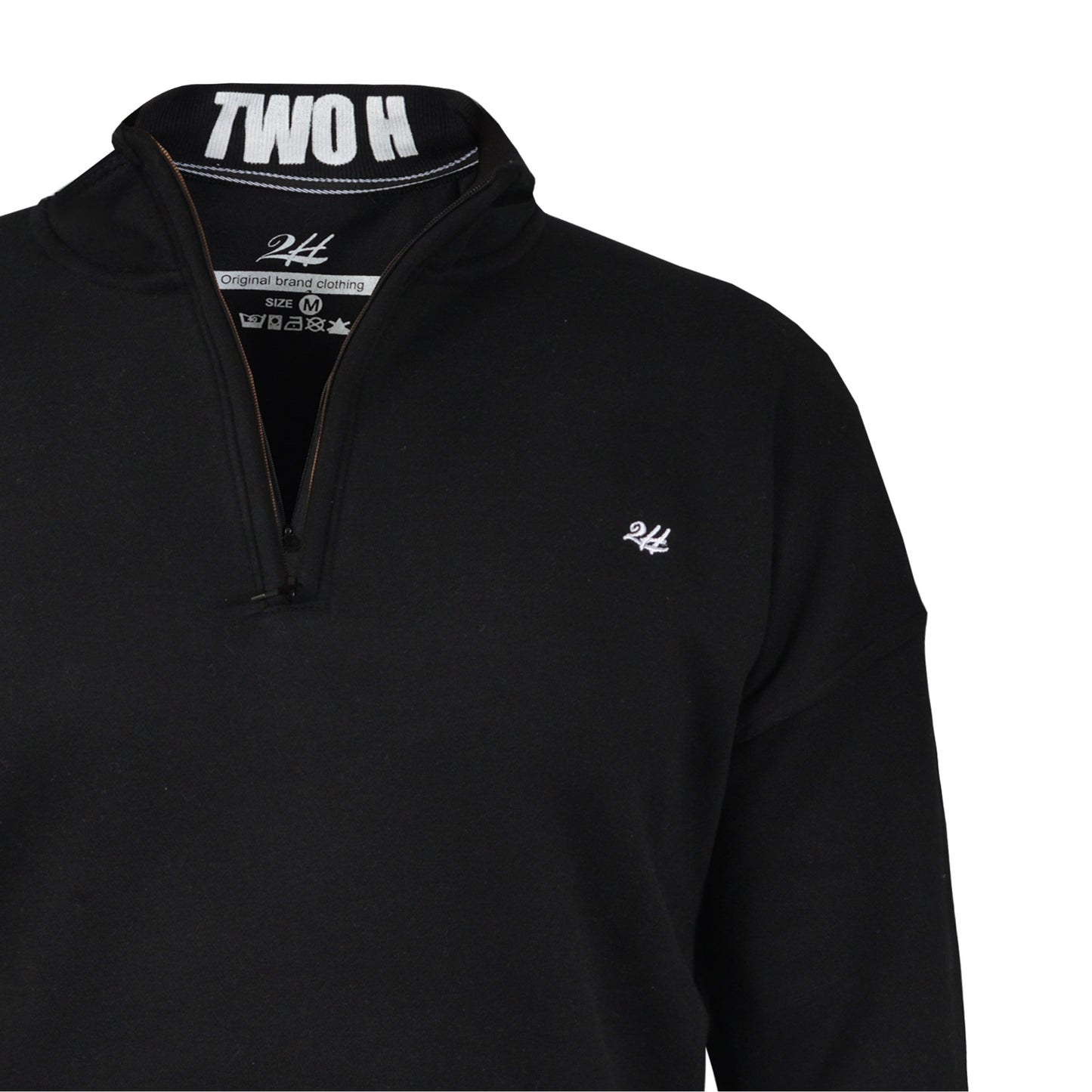 2H #6122 Black Half Zipper Sweater With High Neck