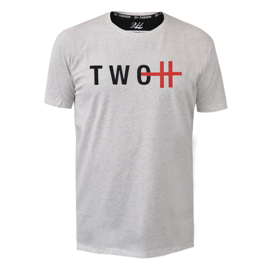 SALE! 2H #88135 Light Grey Printed T-shirt