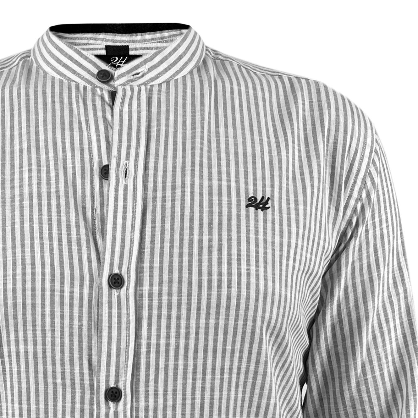 2H #1003 Grey Striped Linen Shirt
