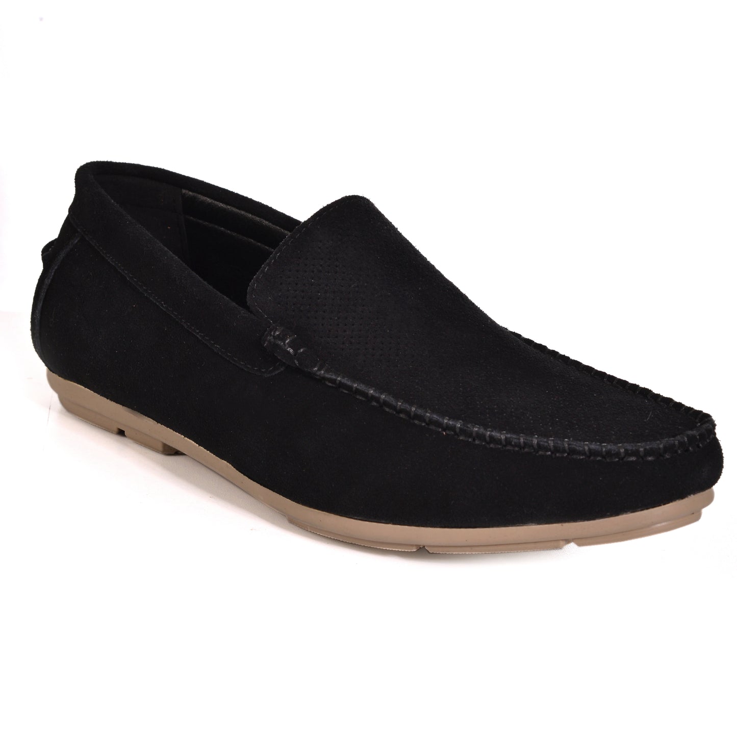 2H #JX20-1 Black Chamois Texture Loafer Moccasin
