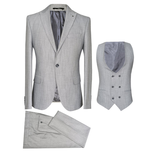 2H Light Gray Texture three Pieces Suit