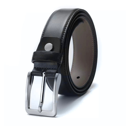 2H Black Genuine Leather Formal Belt