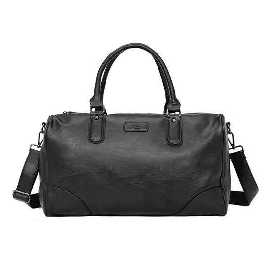 2H #6056 Black pu leather Travel Duffle Bag