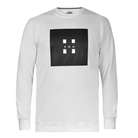 SALE! 2H #5503 White Printed Round Neck Sweater