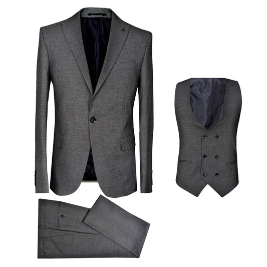 2H Light Gray Texture three Pieces Suit