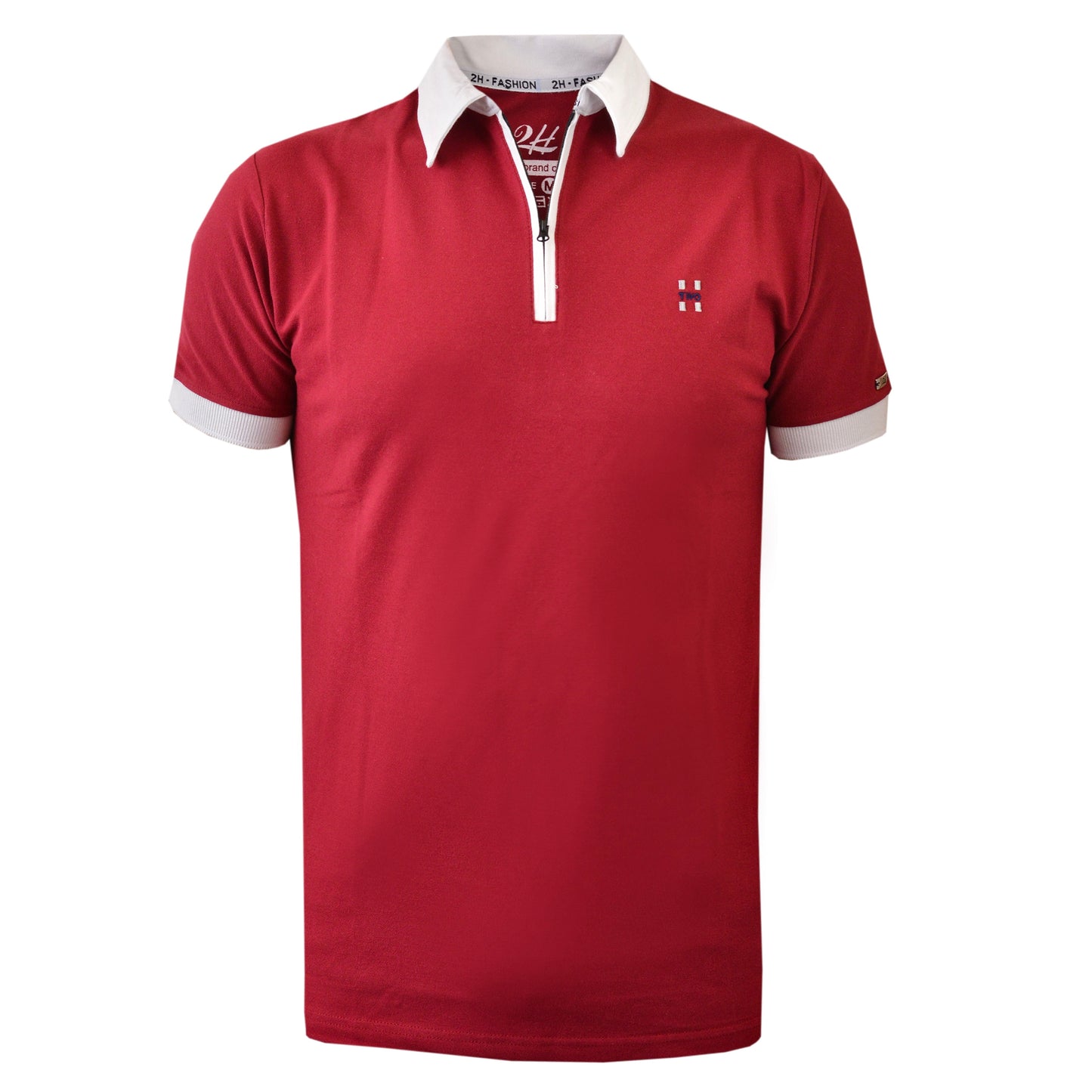 2H #77030 Brick Polo T-shirt With White Neck