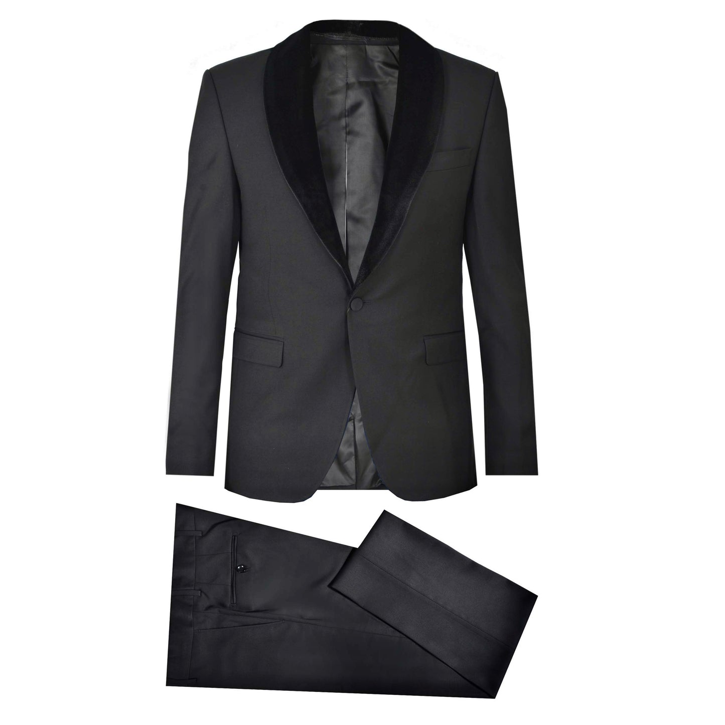 2H Black Chamois Neck Wedding Suit – 2H Fashion