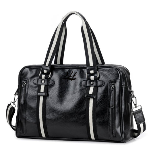 2H Black Pu Leather Travel Duffle Bag A
