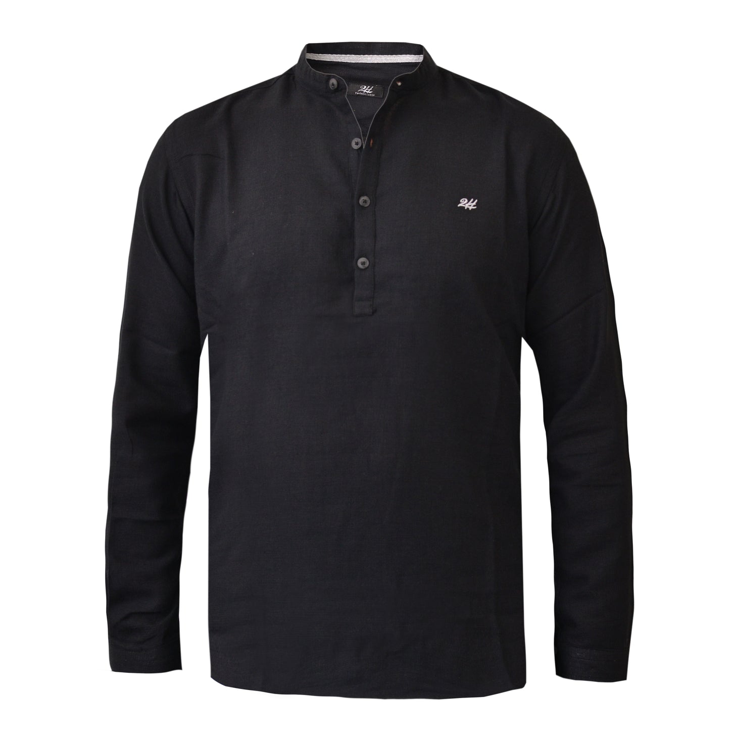 2H #1005 Black Linen Three-Button Shirt