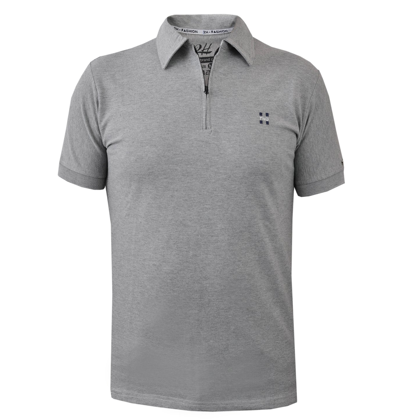 2H #77030 Gray Polo T-shirt With Gray Neck