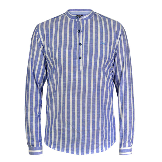 2H #1004 Blue Striped Linen Three-Button Shirt