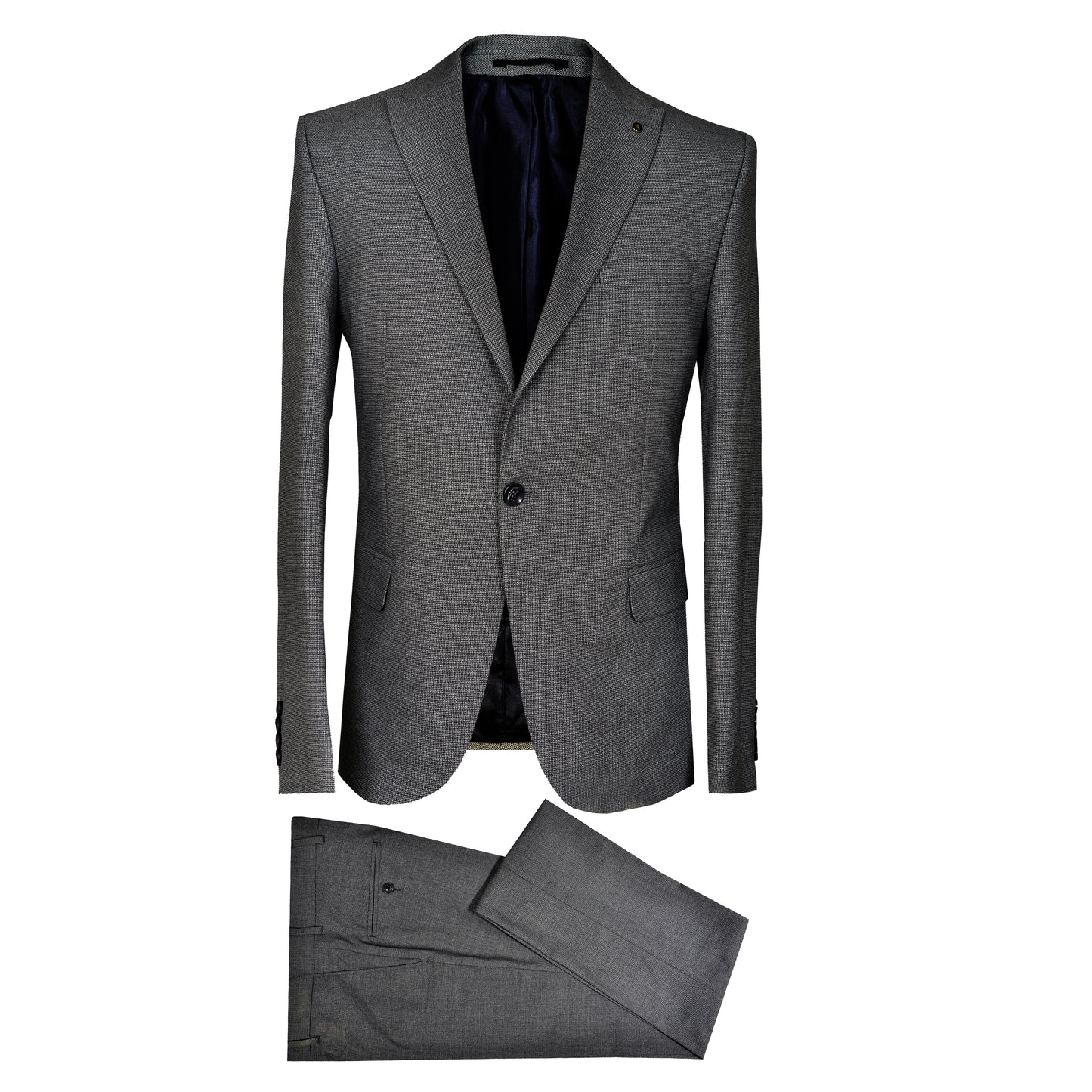 2H Dark Gray Plaid Fabric Suit