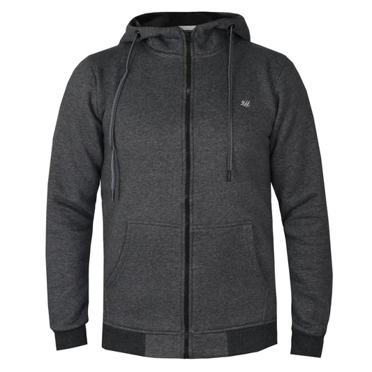 2H Dark Gray Men Sweater Plain Hoodie With Zipper