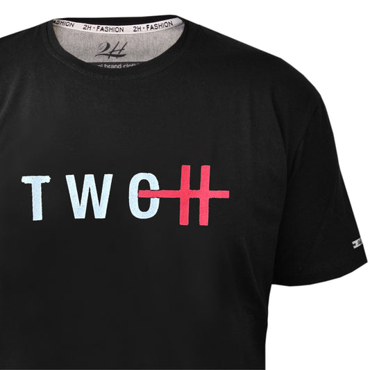 SALE! 2H #88135 Black Printed T-shirt
