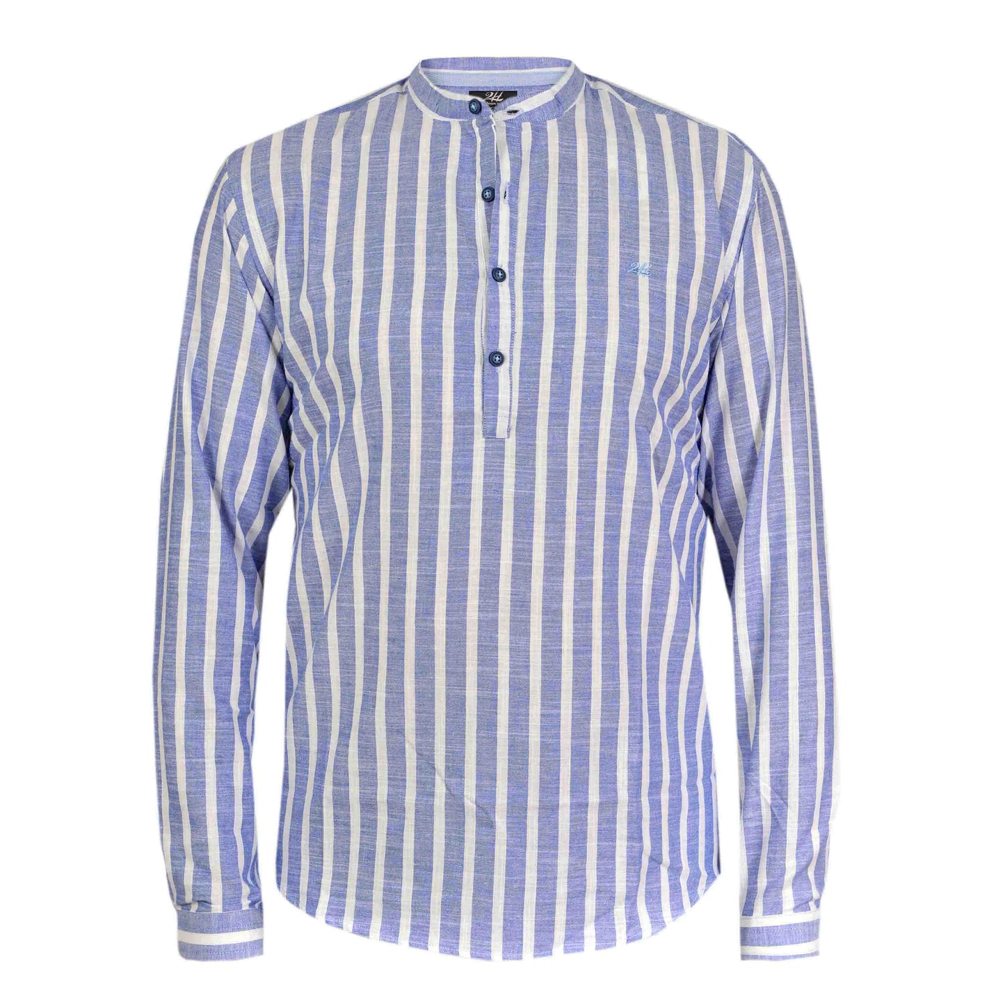 2H #1004 Light Blue Striped Linen Three-Button Shirt