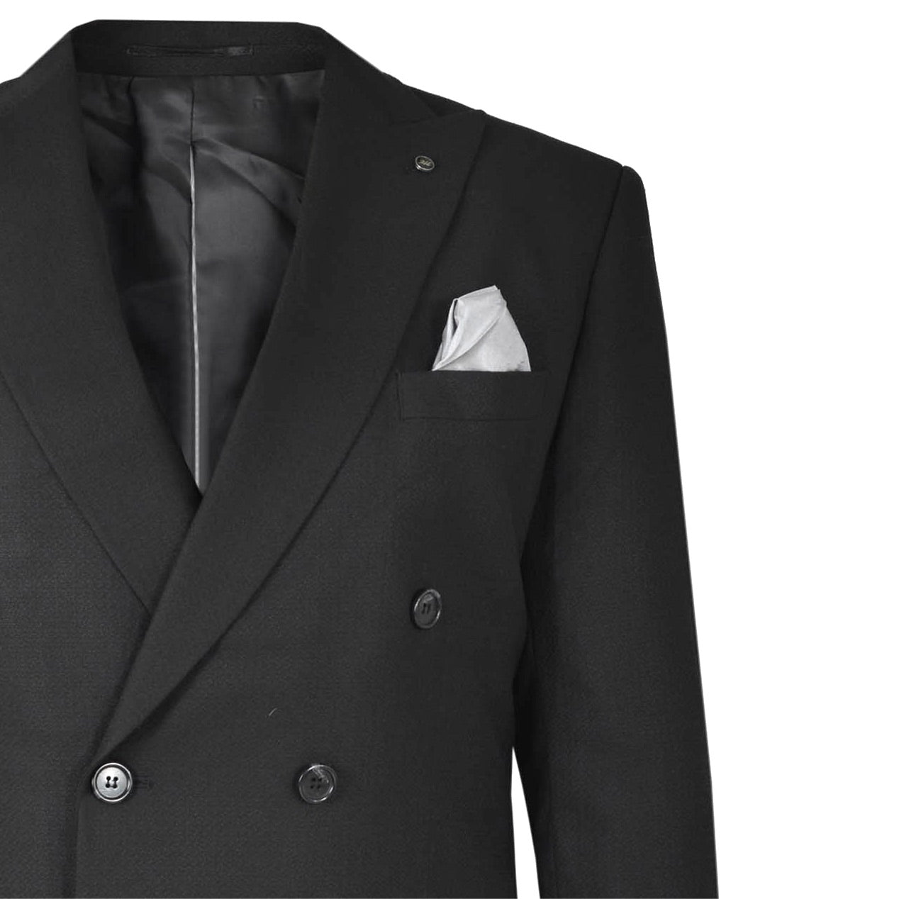 2H Black Peaked Lapel Double breasted Suit